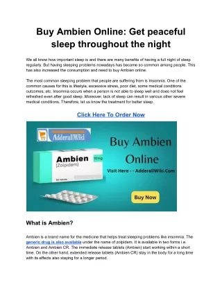 Buy Ambien Online_ Get peaceful sleep throughout the night