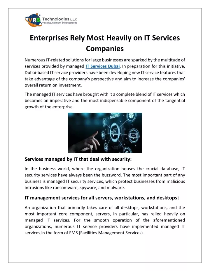 enterprises rely most heavily on it services