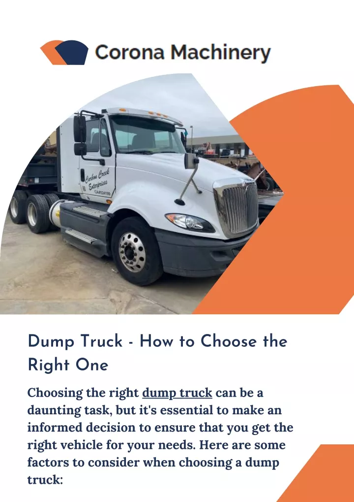 dump truck how to choose the right one