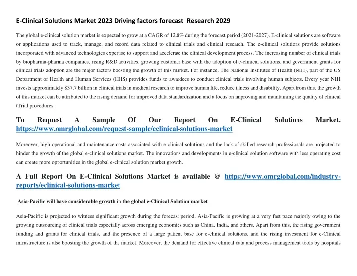 e clinical solutions market 2023 driving factors