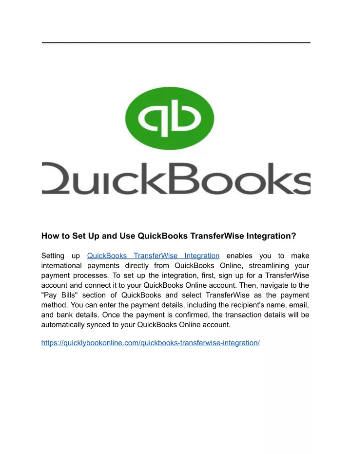 how to set up and use quickbooks transferwise