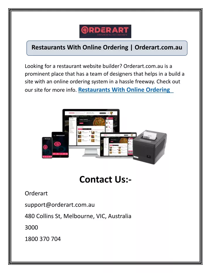 restaurants with online ordering orderart com au