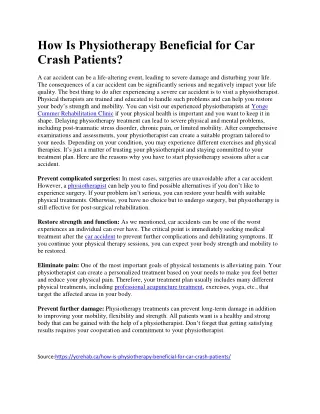 How Is Physiotherapy Beneficial for Car Crash Patients