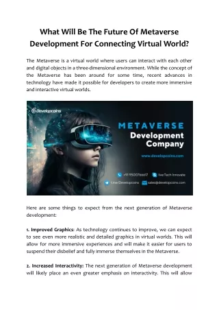 What Will Be The Future Of Metaverse Development For Connecting Virtual World