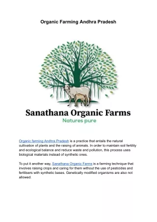 Organic Farming Andhra Pradesh | Sanathana Organic Farms