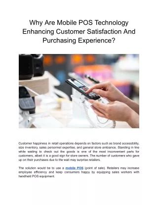 why are mobile pos technology enhancing customer
