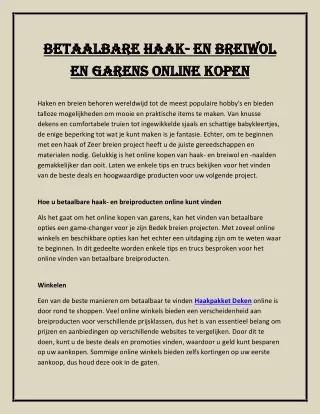 Betaalbare haak- en breiwol en garens online kopen