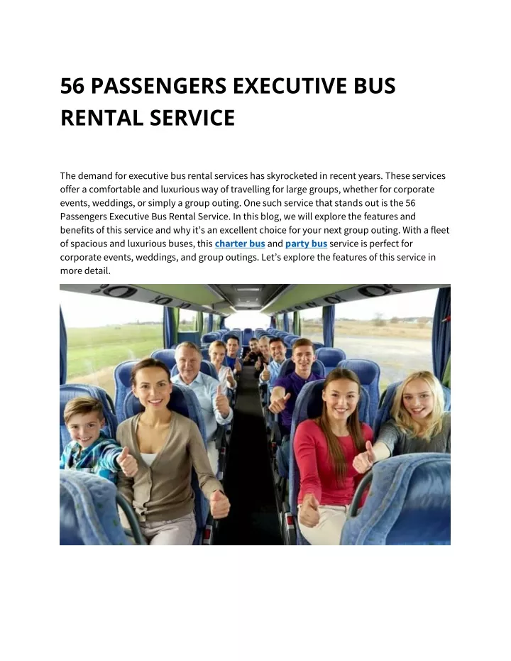 56 passengers executive bus rental service