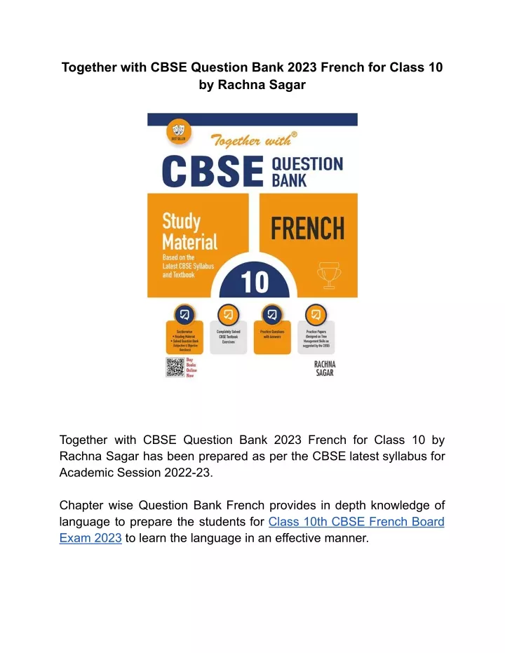 together with cbse question bank 2023 french