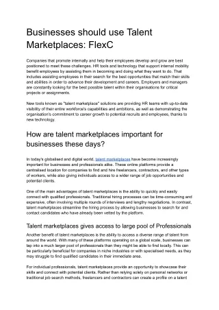 businesses should use talent marketplaces flexc
