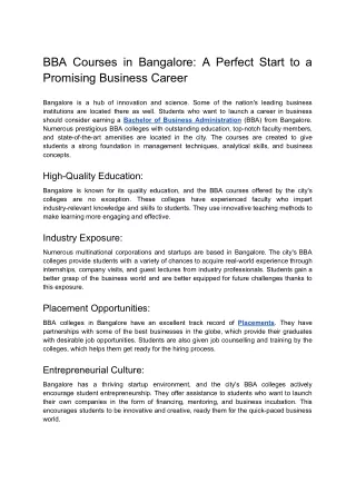 BBA Courses in Bangalore_ A Perfect Start to a Promising Business Career
