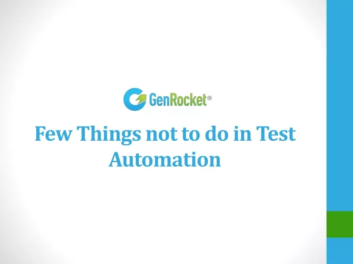 few things not to do in test automation