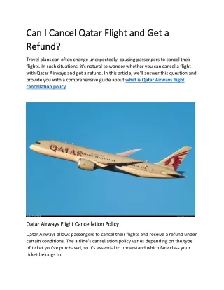 Can I Cancel Qatar Flight and Get a Refund