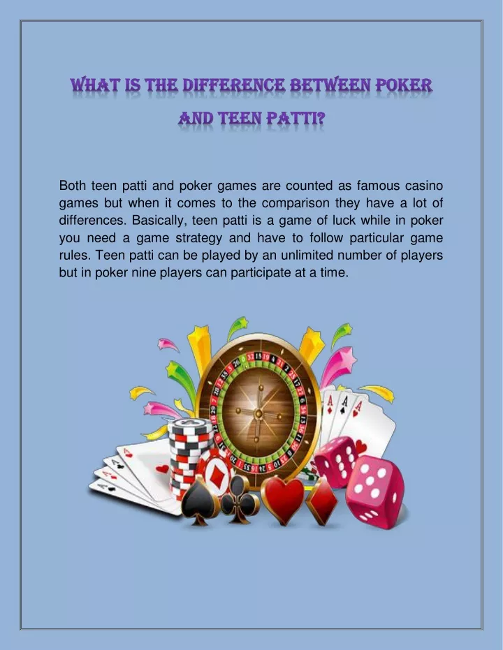 both teen patti and poker games are counted