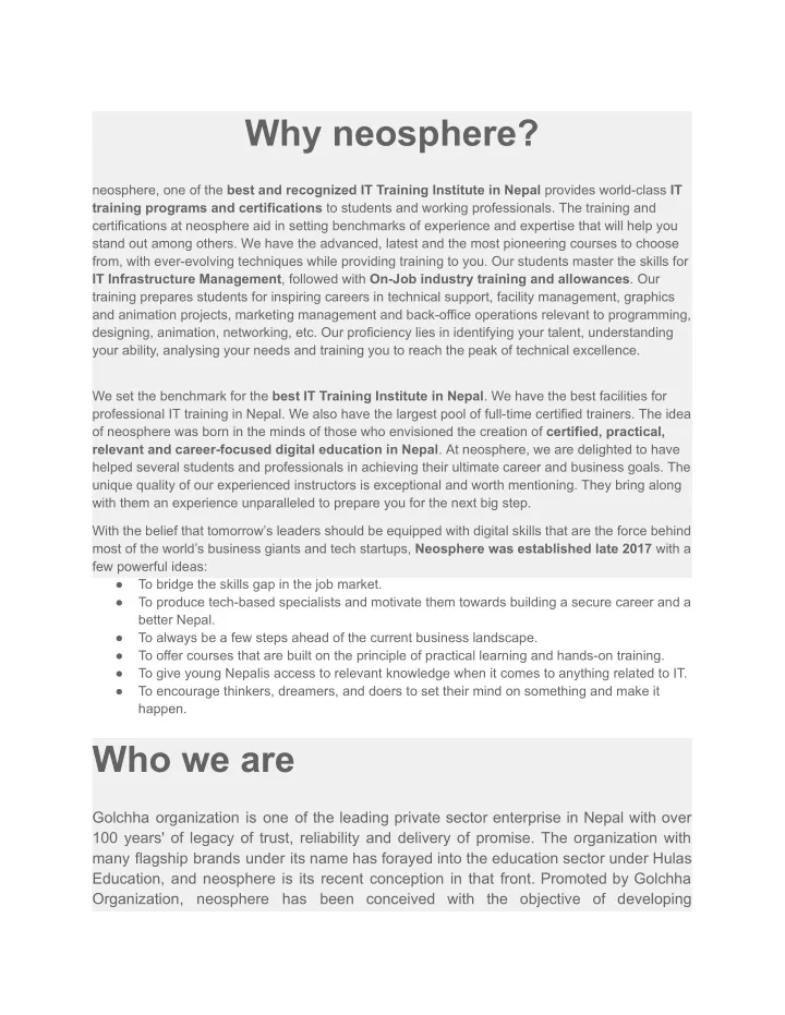 why neosphere