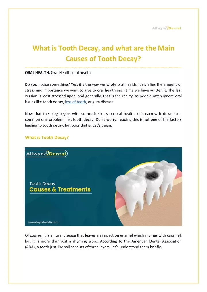 what is tooth decay and what are the main causes