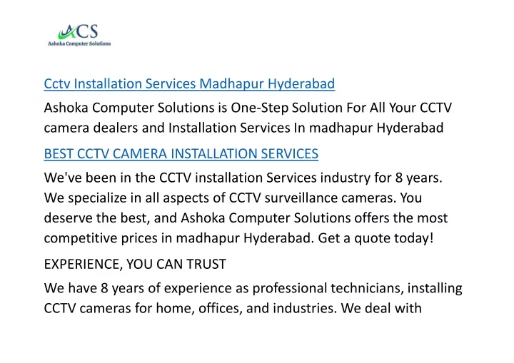 cctv installation services madhapur hyderabad