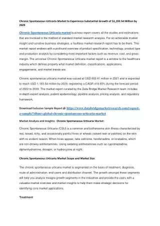 chronic spontaneous urticaria market