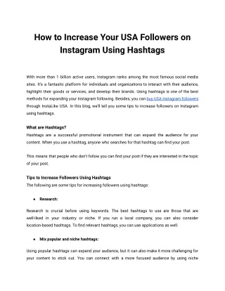 How to Increase Your USA Followers on Instagram Using Hashtags