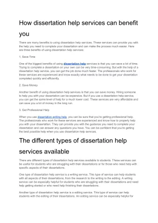 Introduction to dissertation help services