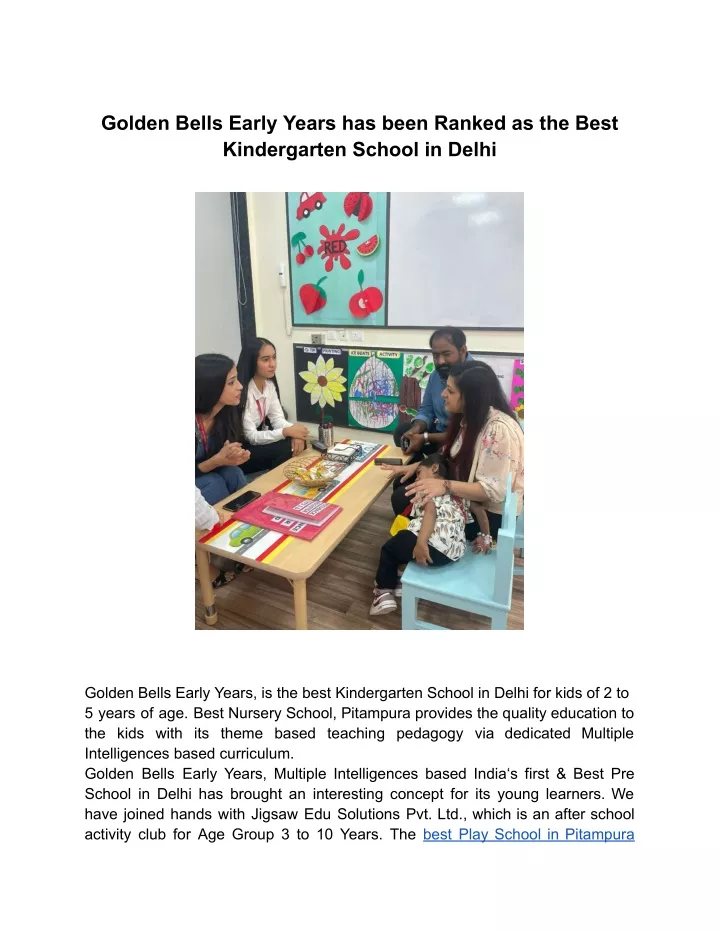 golden bells early years has been ranked