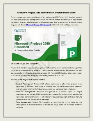 microsoft project 2019 standard a comprehensive