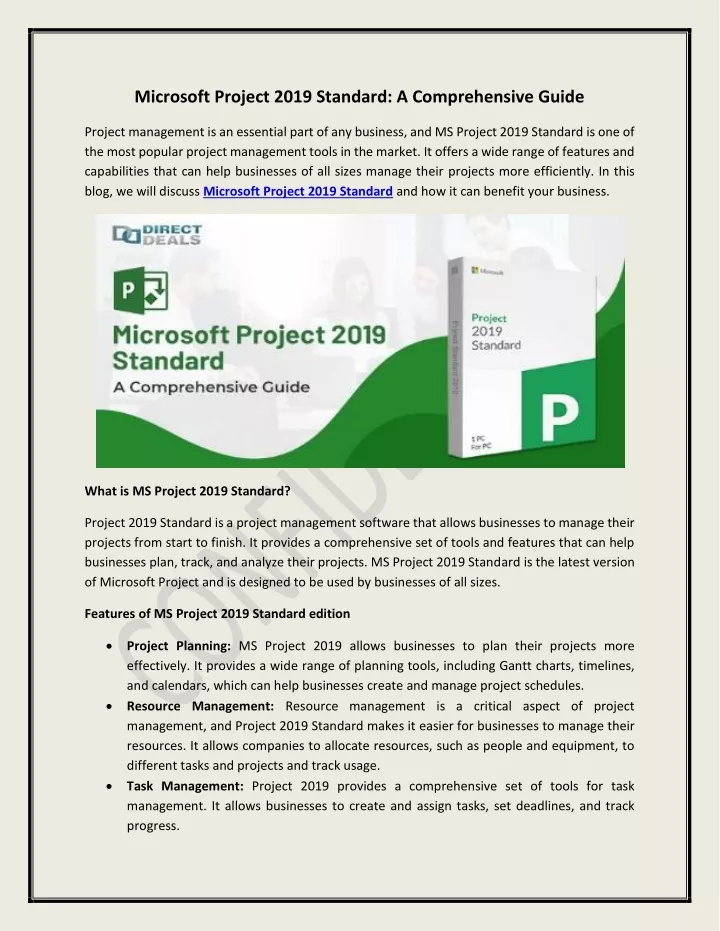 microsoft project 2019 standard a comprehensive