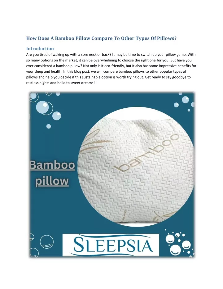 how does a bamboo pillow compare to other types