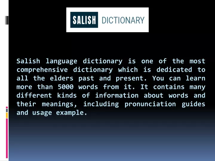 salish language dictionary is one of the most