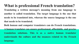 what is professional french translation