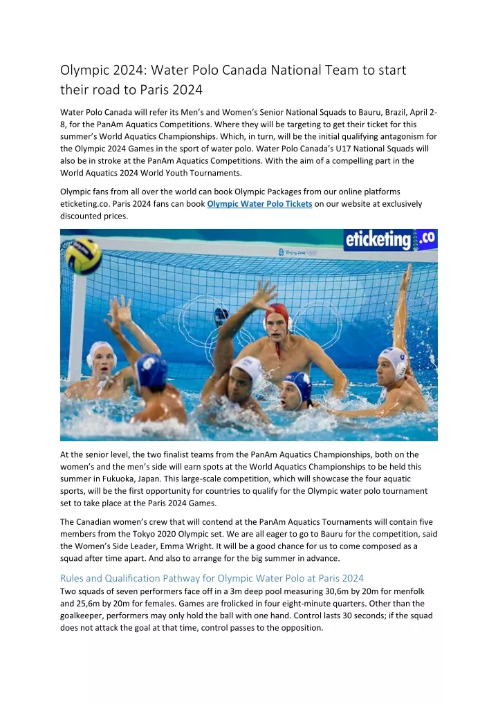 PPT Olympic 2024 Water Polo Canada National Team to start their road
