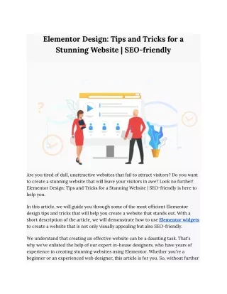 elementor design tips and tricks for a stunning
