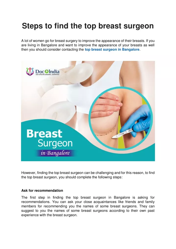 steps to find the top breast surgeon