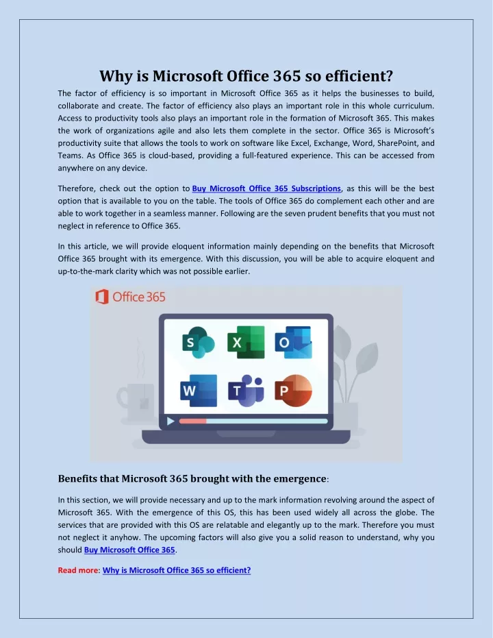 why is microsoft office 365 so efficient