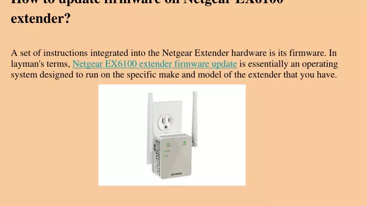 how to update firmware on netgear ex6100 extender