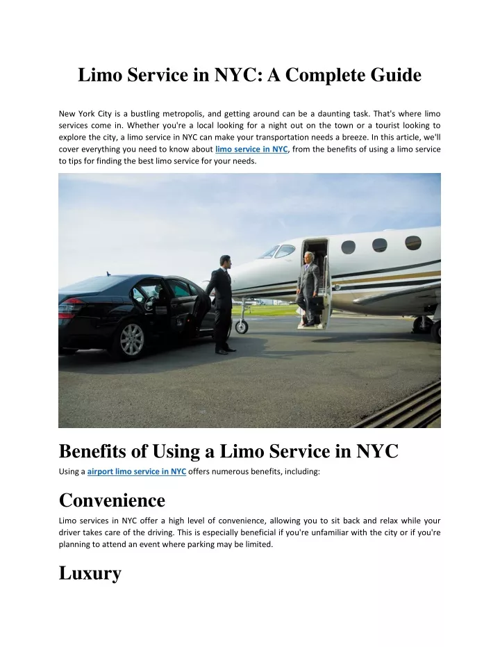 limo service in nyc a complete guide