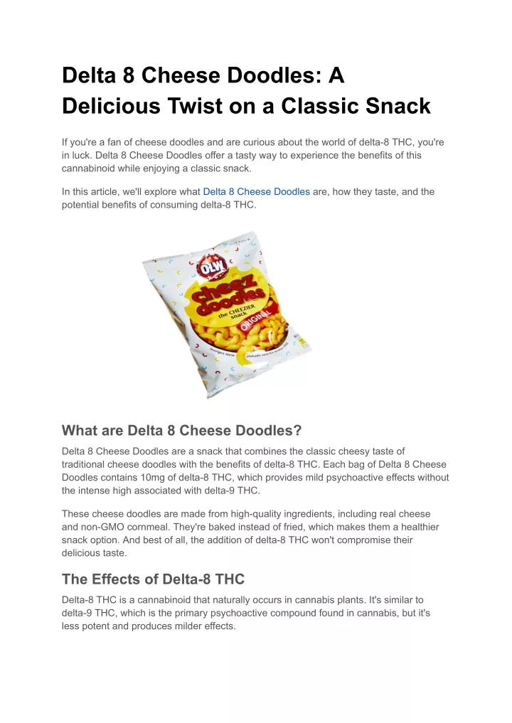 delta 8 cheese doodles a delicious twist