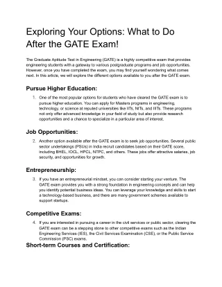 Exploring Your Options: What to Do After the GATE Exam