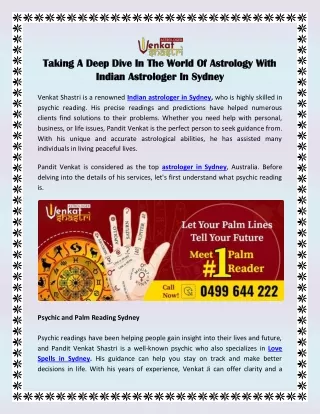 Taking A Deep Dive In The World Of Astrology With Indian Astrologer In Sydney