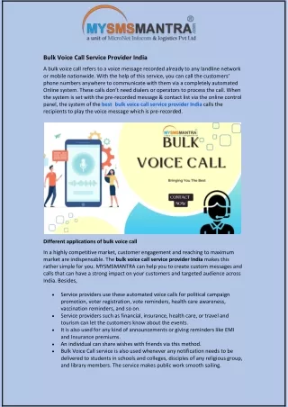 Bulk Voice Call Service Provider India