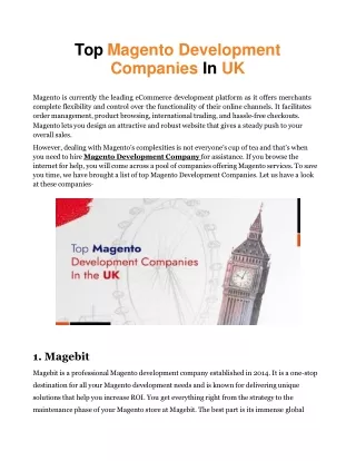 Top Magento Development Companies In UK