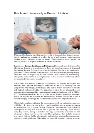benefits of ultrasonically in disease detection