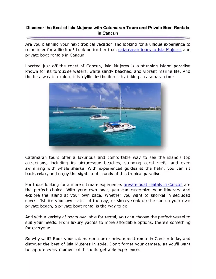 discover the best of isla mujeres with catamaran