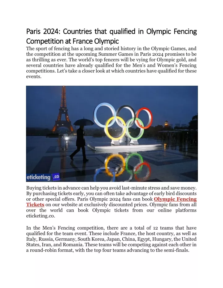 PPT - Paris 2024 Countries that qualified in Olympic Fencing ...