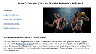 Keto ACV Gummies | Keto Acv Gummies Reviews Is It Really Work!