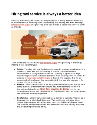 Hiring taxi service is always a better idea - Rudra Tours Jaipur