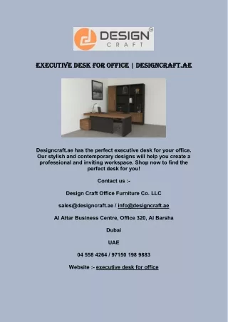 Executive Desk For Office  Designcraft.ae
