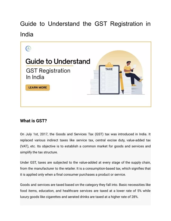 guide to understand the gst registration in