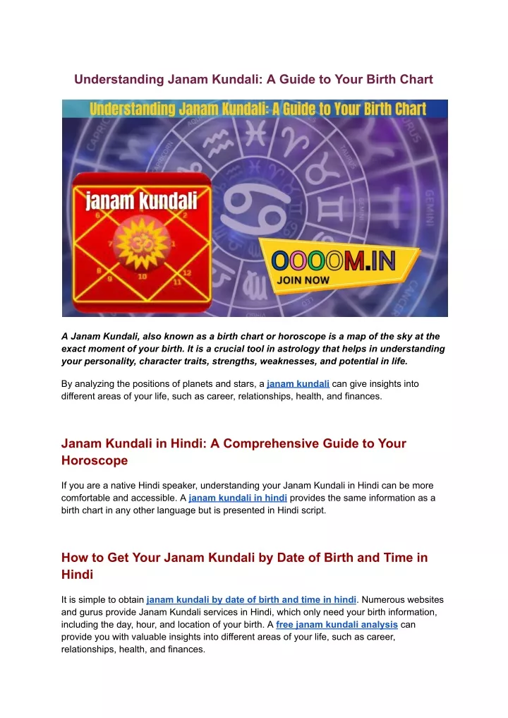 understanding janam kundali a guide to your birth