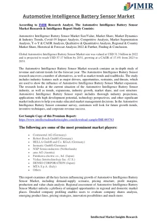 automotive intelligence battery sensor market